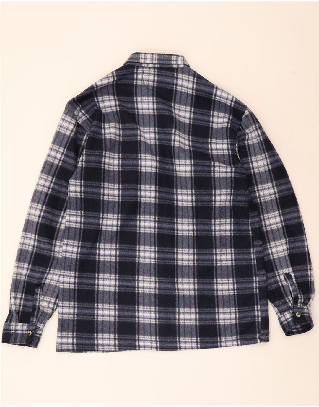 VINTAGE Mens Fleece Shirt XL Blue Check Polyester Vintage Vintage and Second-Hand Vintage from Messina Hembry 