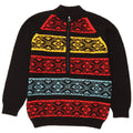 Vintage Herren-Pullover mit Reißverschluss, mittelgroß, Schwarz, Fair Isle