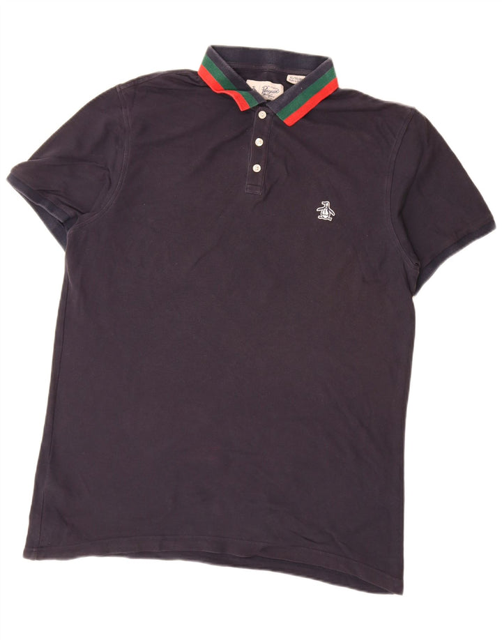 PENGUIN Mens Polo Shirt XL Navy Blue Cotton