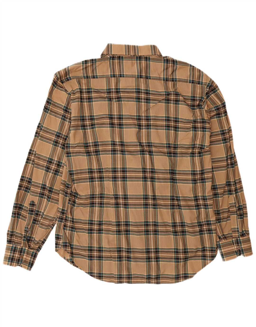 Zara Herrenhemd 2XL Beige karierte Baumwolle