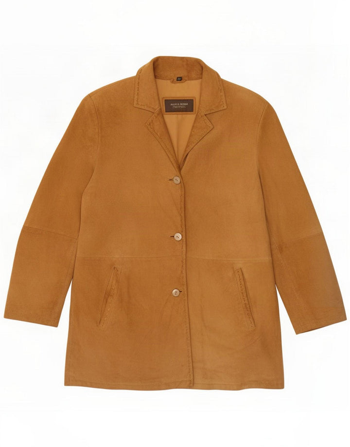 Julia S. Roma Womens Relaxed Fit Suede Jacket EU 38 Medium Beige Leather