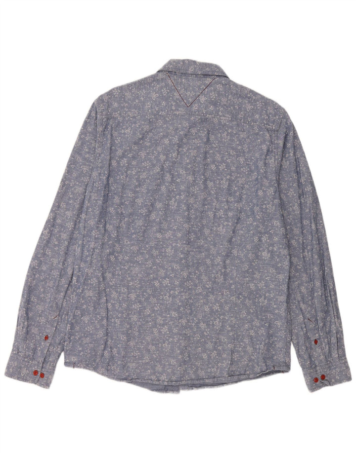 White Stuff Mens Slim Fit Shirt Large Blue Floral Cotton