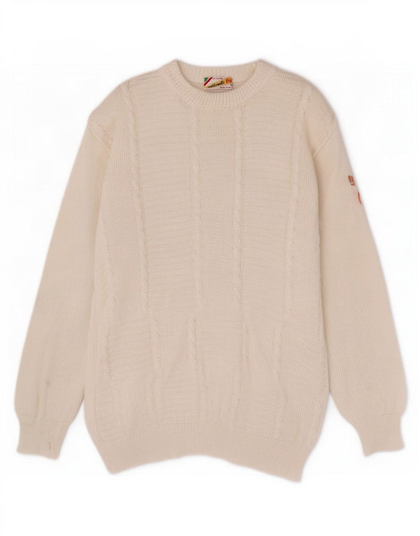 Marronetto Womens Crew Neck Jumper Sweater UK 16 Large White Cotton