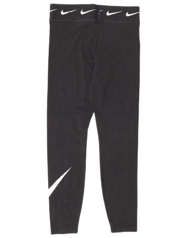 Nike Womens Graphic Leggings UK 12 Medium Black Cotton