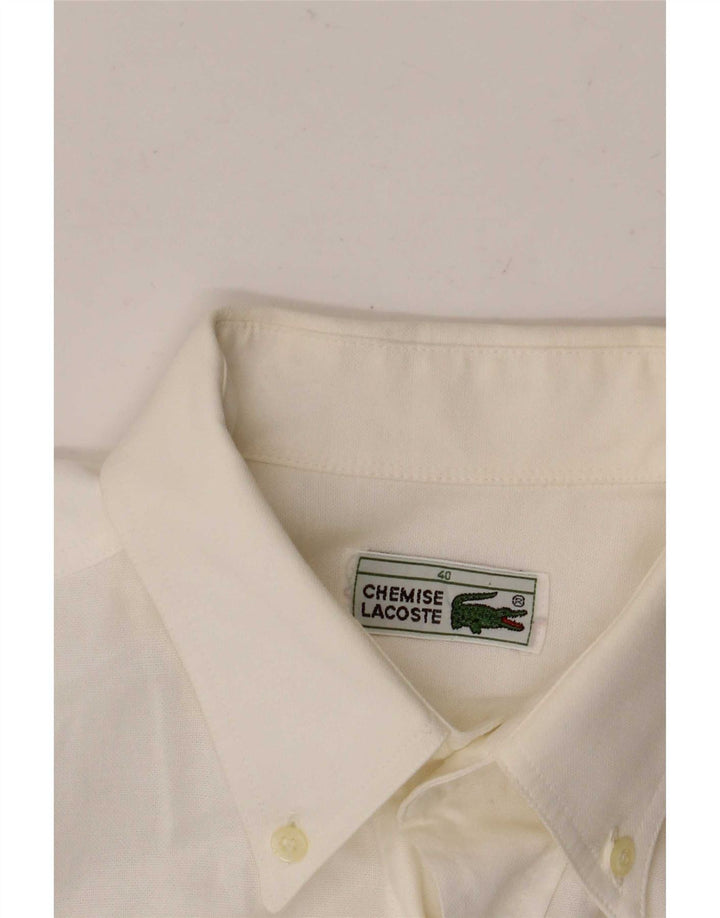 Lacoste Mens Short Sleeve Shirt Size 40 Medium White Cotton