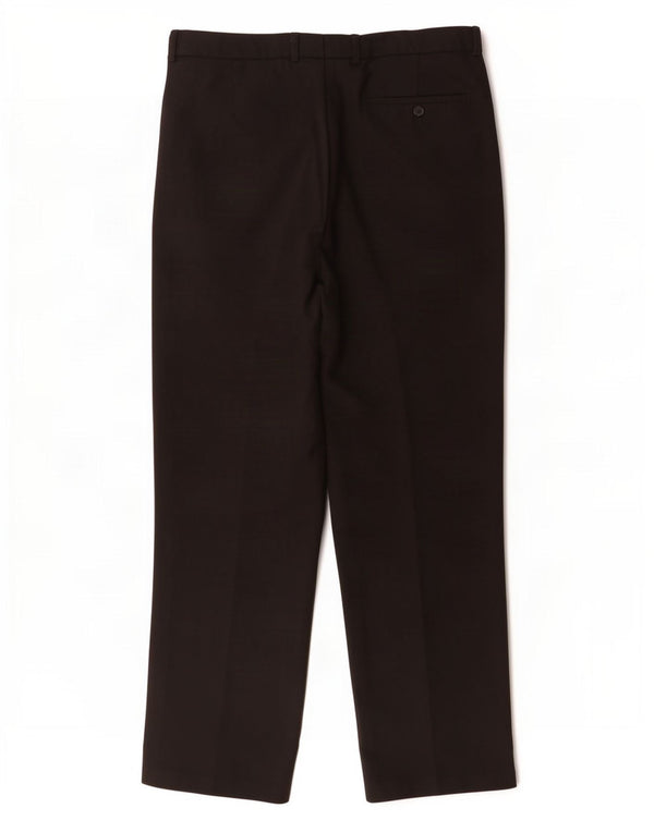Marks & Spencer Mens Straight Suit Trousers W34 L31 Black Polyester