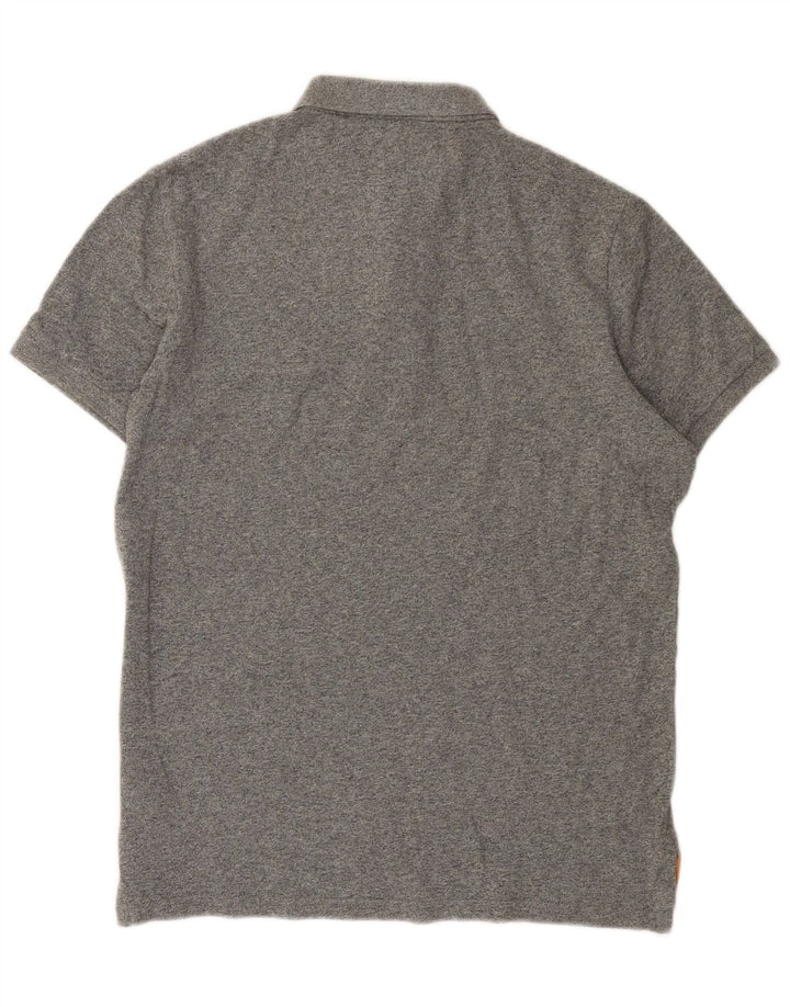 Superdry Mens Graphic Polo Shirt Large Grey Flecked Cotton