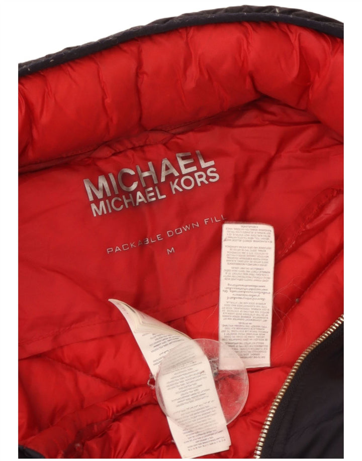 Michael Kors Womens Hooded Padded Jacket UK 14 Medium Navy Blue Polyester