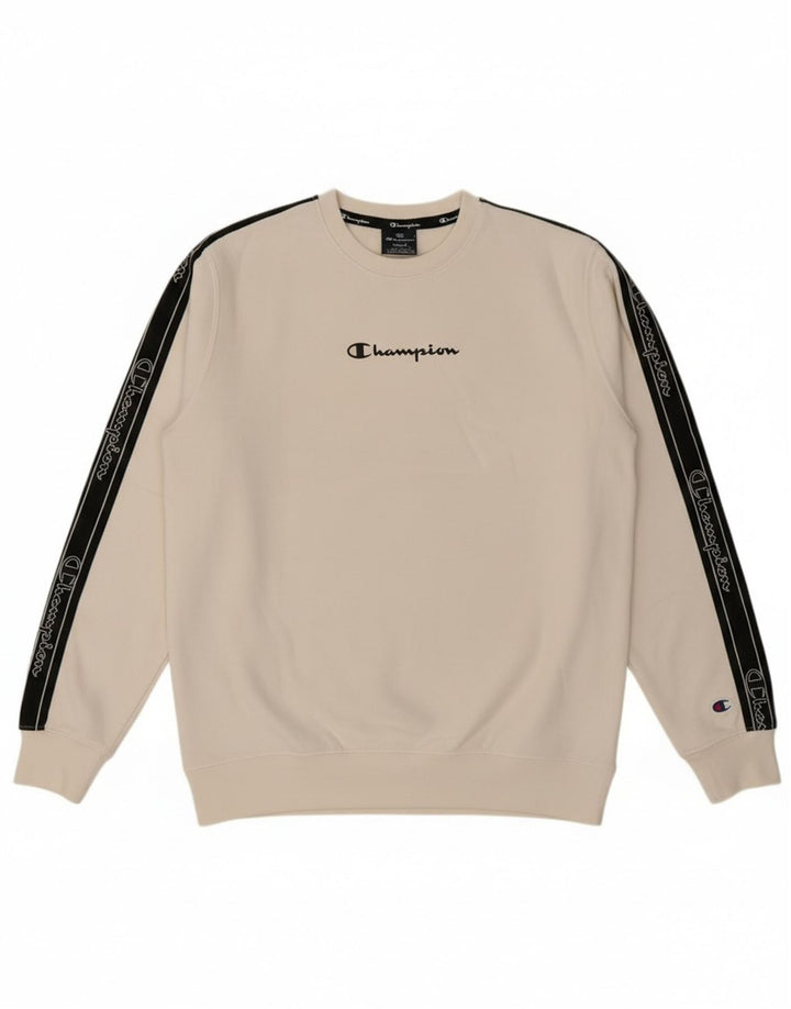 Champion Mens Graphic Sweatshirt Jumper Small White Colourblock Cotton