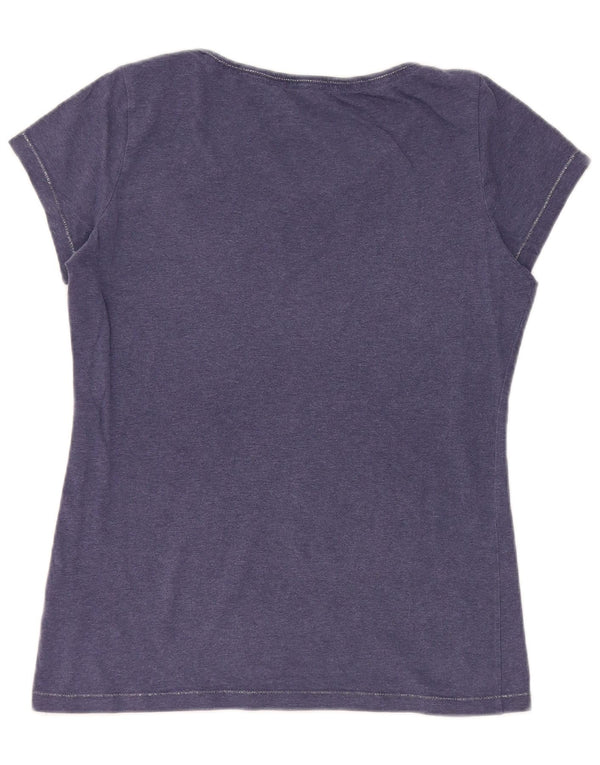 Lotto Womens Graphic T-Shirt Top UK 10 Small Navy Blue Cotton