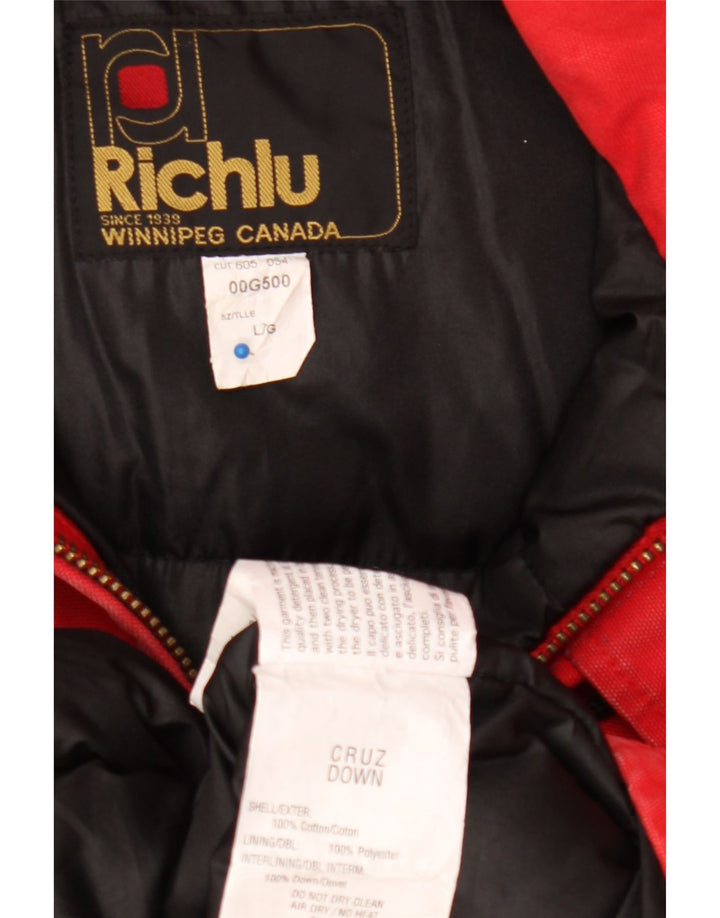 Richlu Mens Hooded Padded Coat UK 40 Large Red Cotton