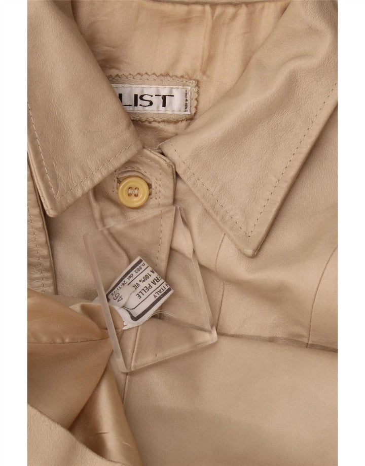 Chaqueta de cuero vintage para mujer IT 46 Beige grande