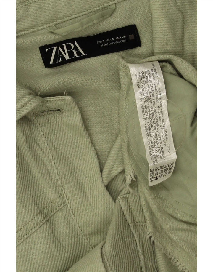 Zara Womens Oversized Bomber Jacket UK 10 Small Green Cotton