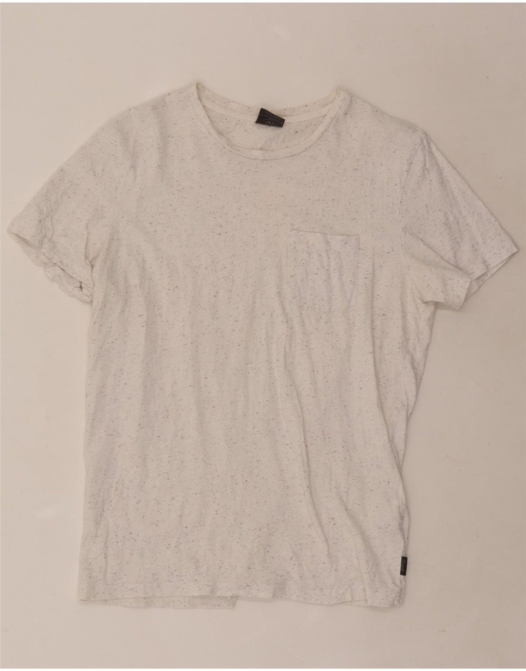 Jack & Jones Mens T-Shirt Top Medium White Flecked Cotton