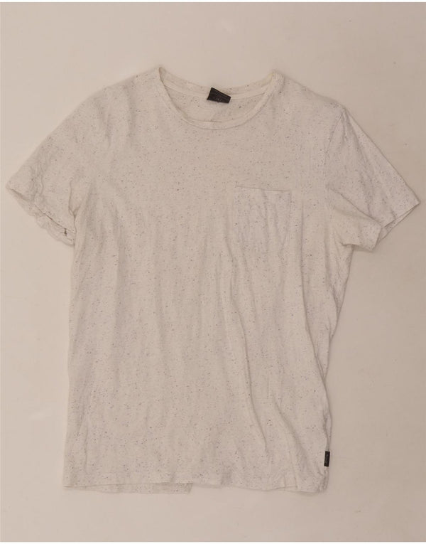 Jack & Jones Hombre Camiseta Top Medium Blanco Moteado De Algodón