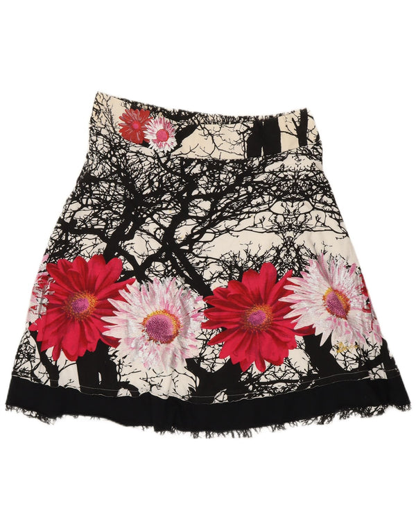 Vintage Womens A-Line Skirt Medium W30 Multicoloured Floral Cotton