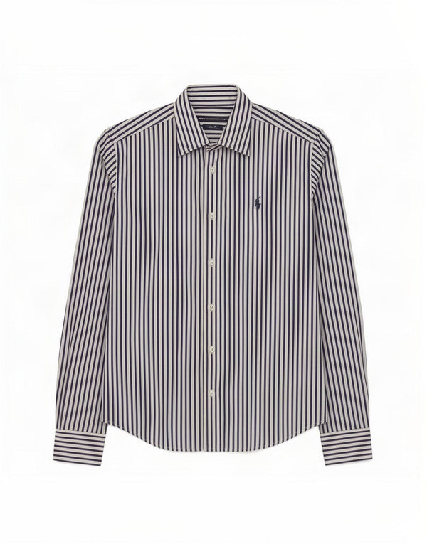 Ralph Lauren Camisa Slim Fit para Mujer US 6 Mediana Azul Marino Rayas de algodón