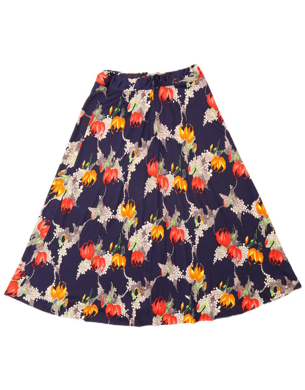 Vintage dame A-line nederdel W26 lille marineblå blomsterboheme