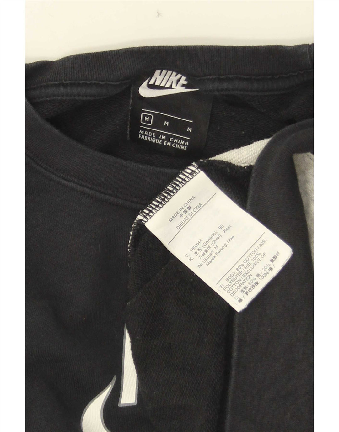 Nike Womens Crop Graphic Sweatshirt Jumper UK 14 Medium Black Colourblock