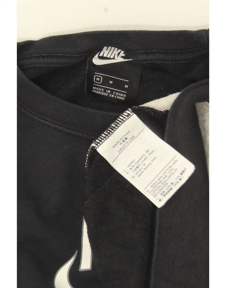 Nike Womens Crop Graphic Sweatshirt Jumper UK 14 Medium Black Colourblock