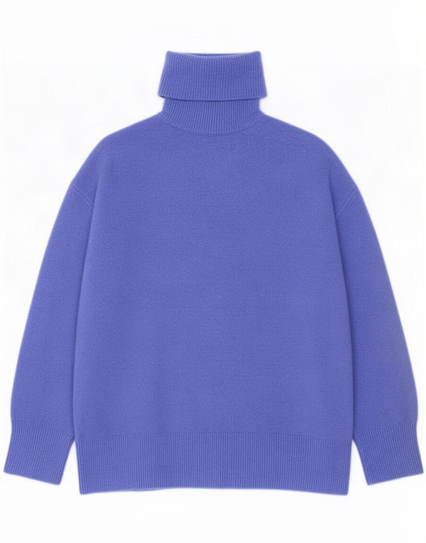 Zara Womens Oversized Roll Neck Jumper Sweater UK 10 Small Navy Blue