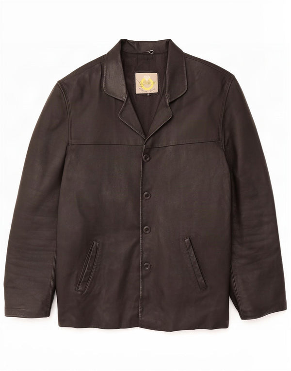 Jaqueta de couro masculina vintage UK 40 grande preta