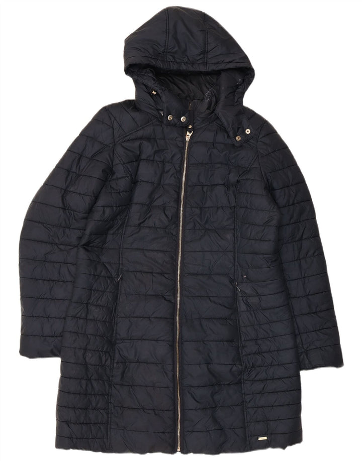 Joules Womens Hooded Padded Coat UK 16 Large Navy Blue Polyester