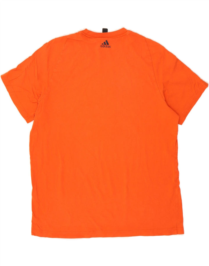ADIDAS Mens Graphic T-Shirt Top Large Orange Vintage Adidas and Second-Hand Adidas from Messina Hembry 