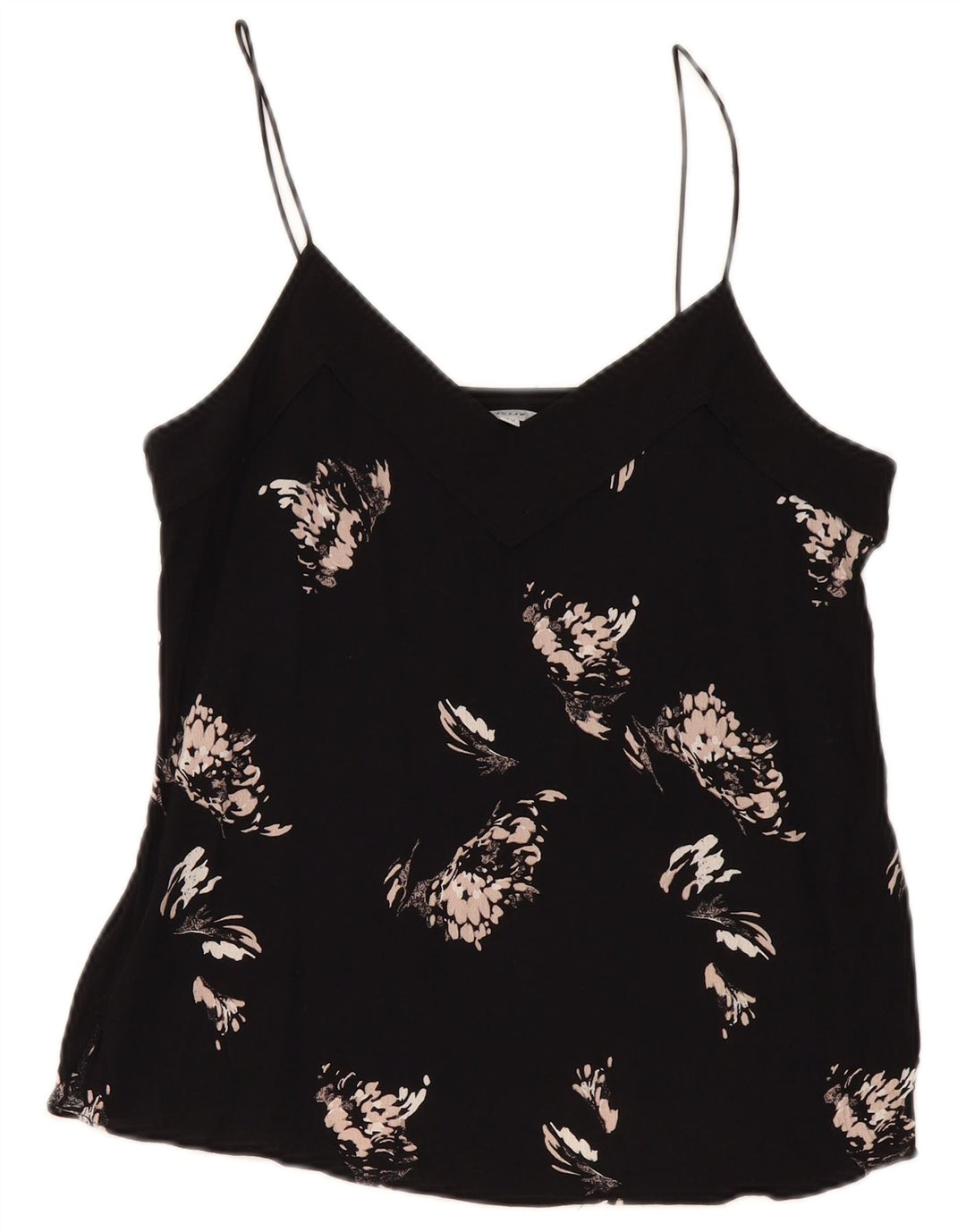 Stiksav kvinders abstrakt mønster Cami Top UK 12 Medium Black Viscose