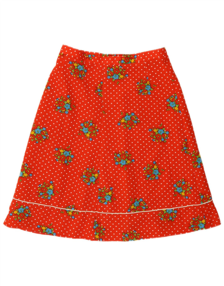 Vintage Womens A-Line Skirt W28 Medium Red Floral