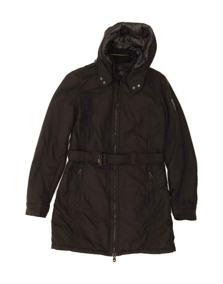 REFRIGIWEAR Womens Hooded Windbreaker Coat UK 12 Medium Black Nylon Vintage Refrigiwear and Second-Hand Refrigiwear from Messina Hembry 