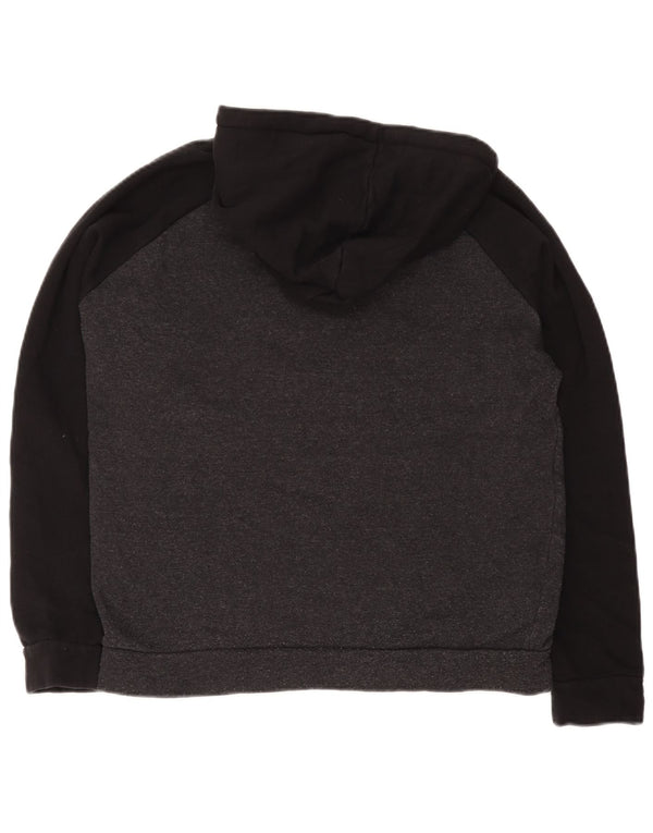 Męski sweter z kapturem Jack & Jones z grafiką, średnioszary, bawełniany z blokami kolorów