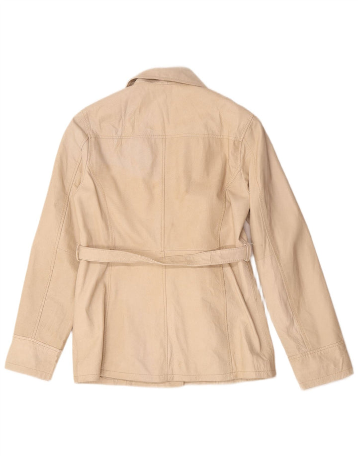 Conbipel Womens Leather Jacket IT 42 Medium Beige Leather