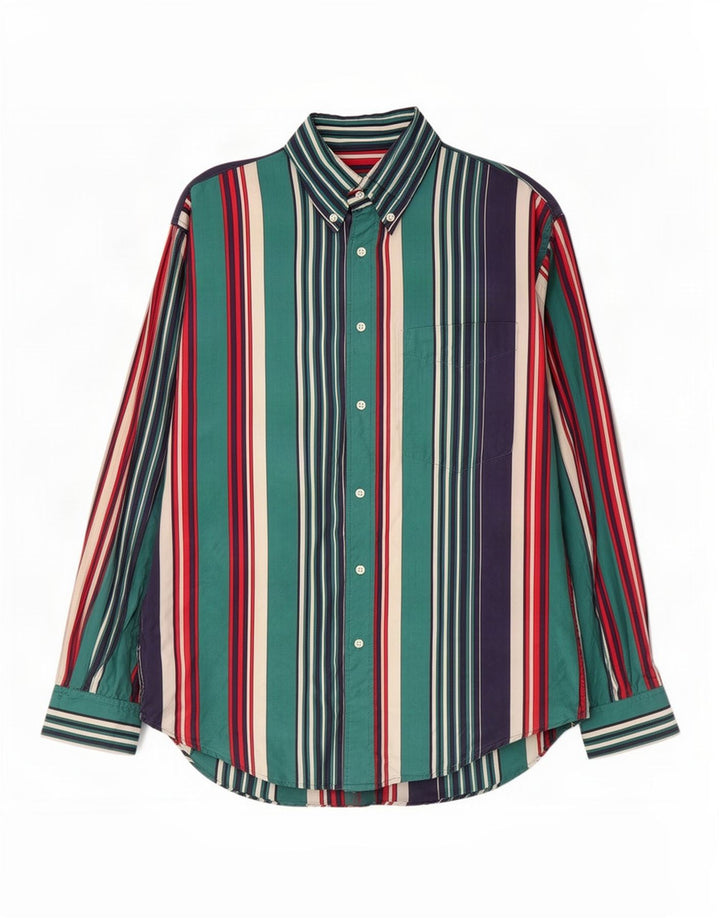 Camisa vintage para hombre de seda a rayas azules pequeñas