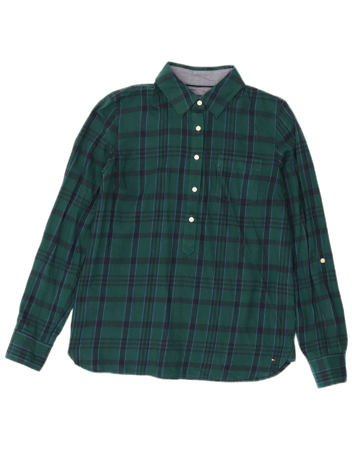 TOMMY HILFIGER Womens Oversized Flannel Shirt UK 10 Small Green Check