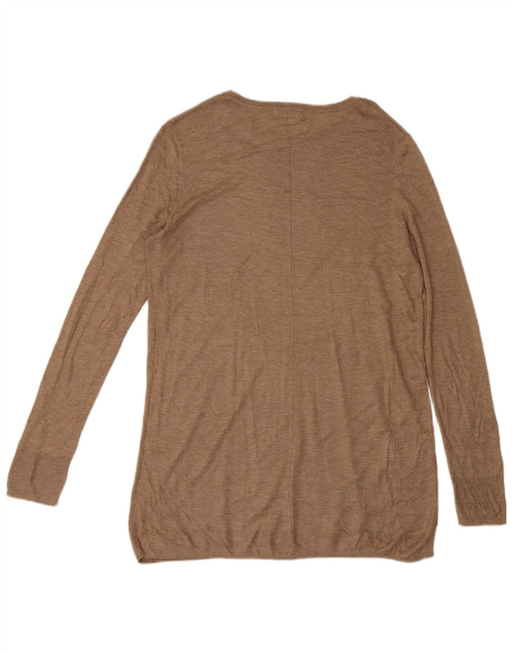 Zara Womens Longline Top Long Sleeve UK 14 Medium Brown Viscose
