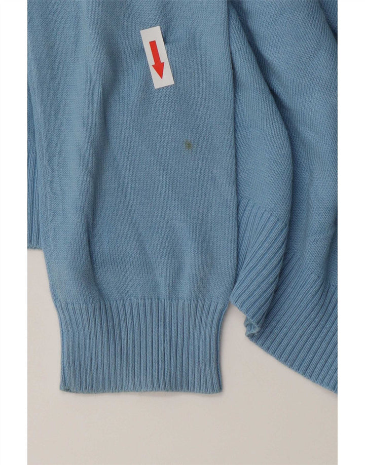 Zara Womens V-Neck Jumper Sweater UK 12 Medium Blue Cotton