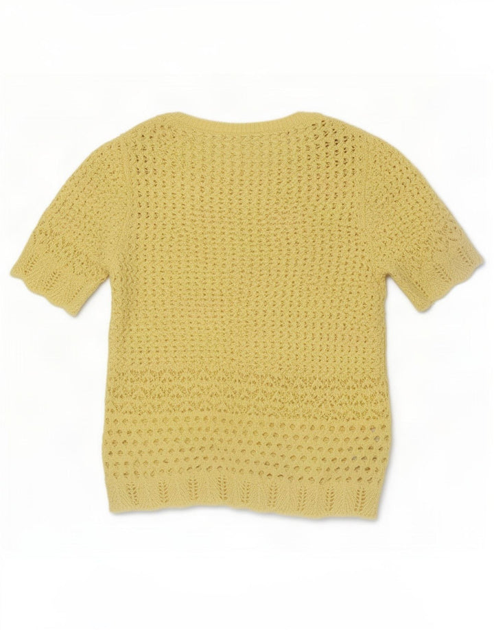 Marks & Spencer Womens Crochet Blouse Top UK 12 Medium Yellow Polyester