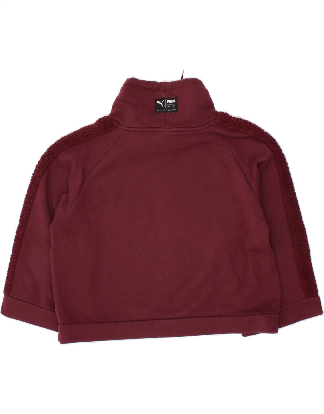 PUMA Womens Crop 3/4 Sleeve Sweatshirt Jumper UK 14 Medium Maroon Vintage Puma and Second-Hand Puma from Messina Hembry 