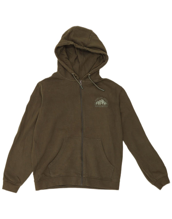 Mountain Warehouse Mens Graphic Zip Hoodie Sweater Small Khaki Cotton