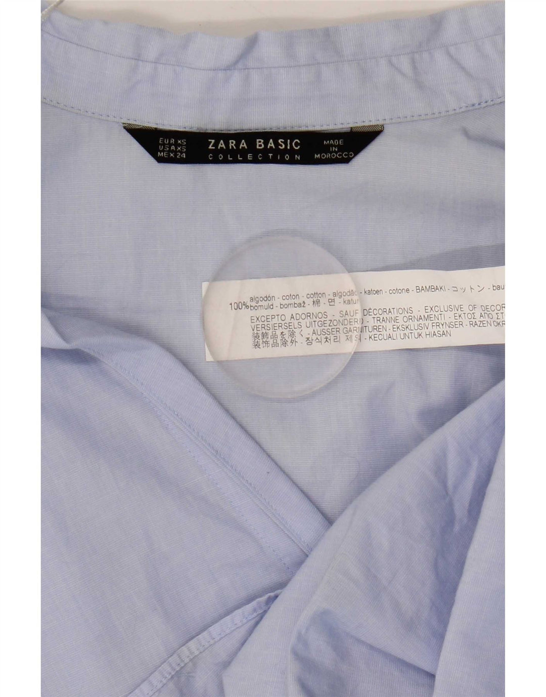 Zara Womens Oversized Shirt UK 6 XS Blue Cotton
