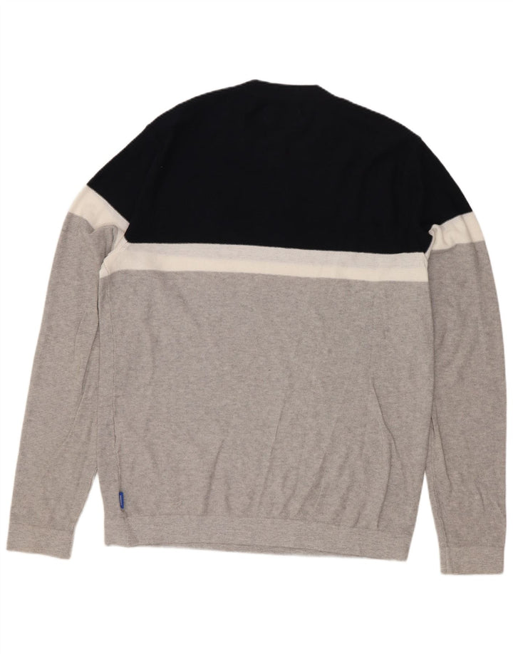 Jack & Jones Herre sweater med rund hals, mellemgrå Colourblock Bomuld