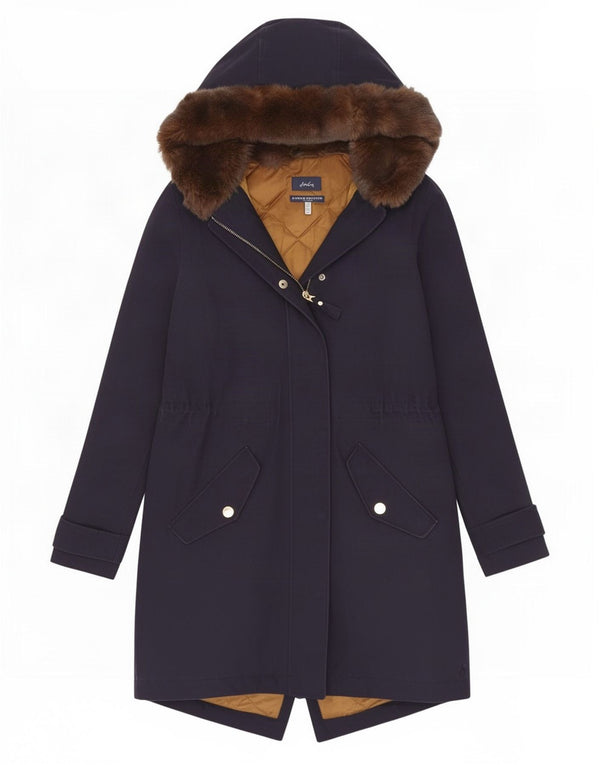 Jules Damen-Parkajacke mit Kapuze, UK 10, Größe S, marineblau, Baumwolle
