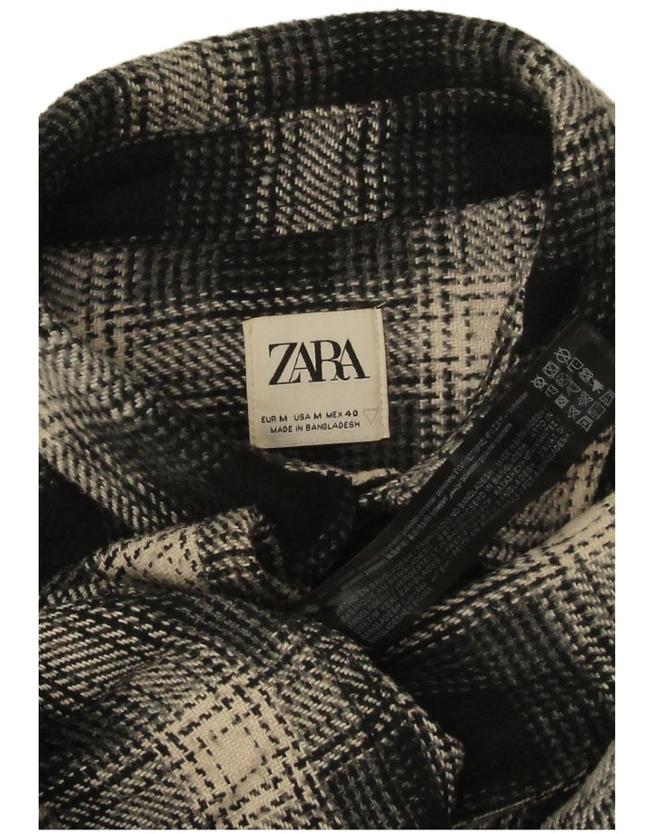 Zara Herren-Flanellhemd, mittelschwarz, kariert, Polyester