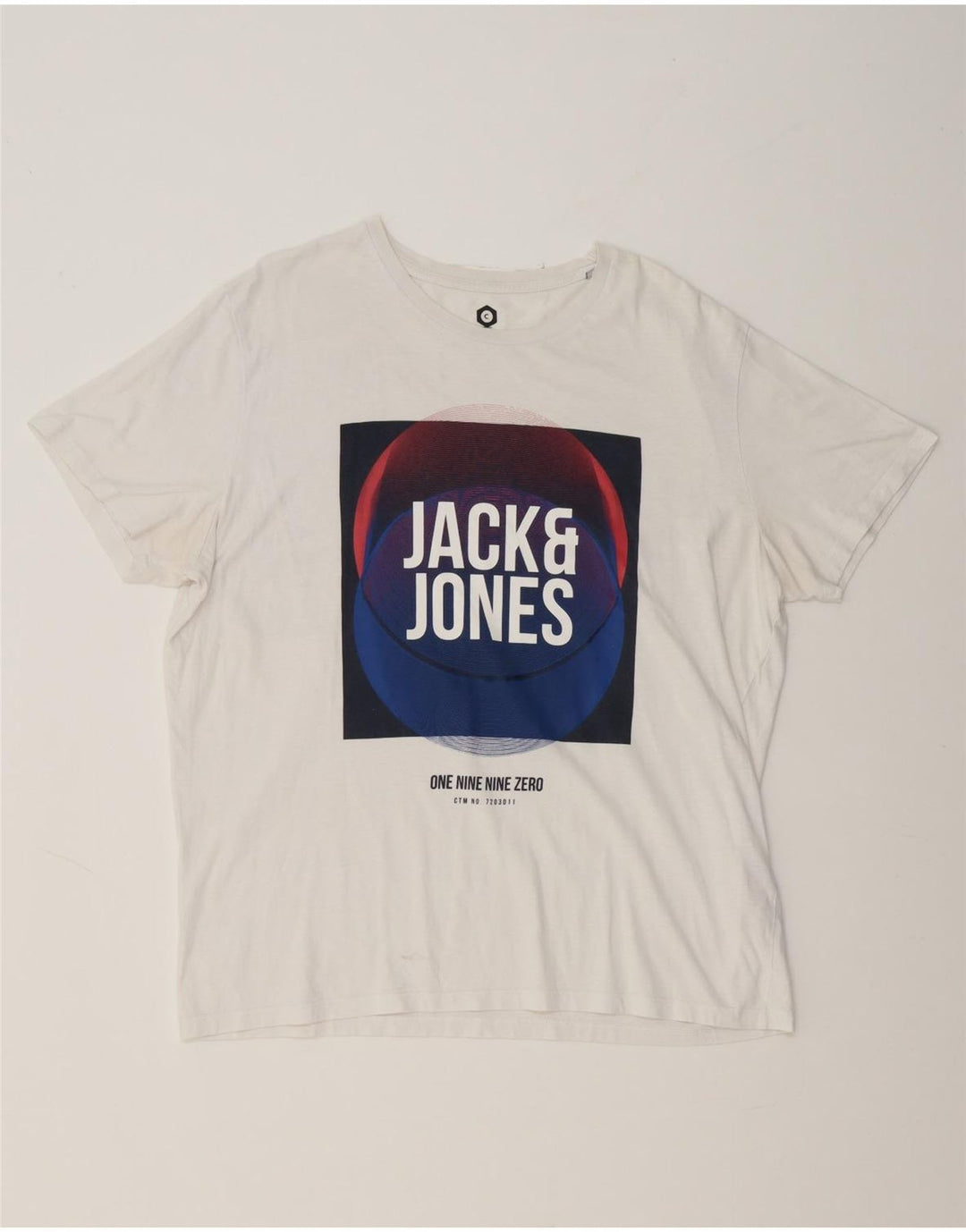 JACK & JONES Mens Core Graphic T-Shirt Top 2XL White Cotton Vintage Jack & Jones and Second-Hand Jack & Jones from Messina Hembry 