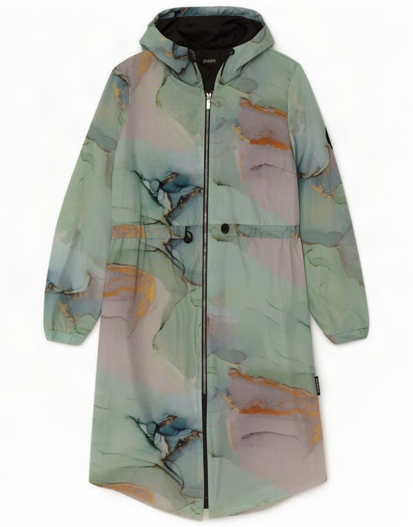 Chaqueta impermeable con capucha vintage para mujer UK 40 Pequeño Bloque de color multicolor