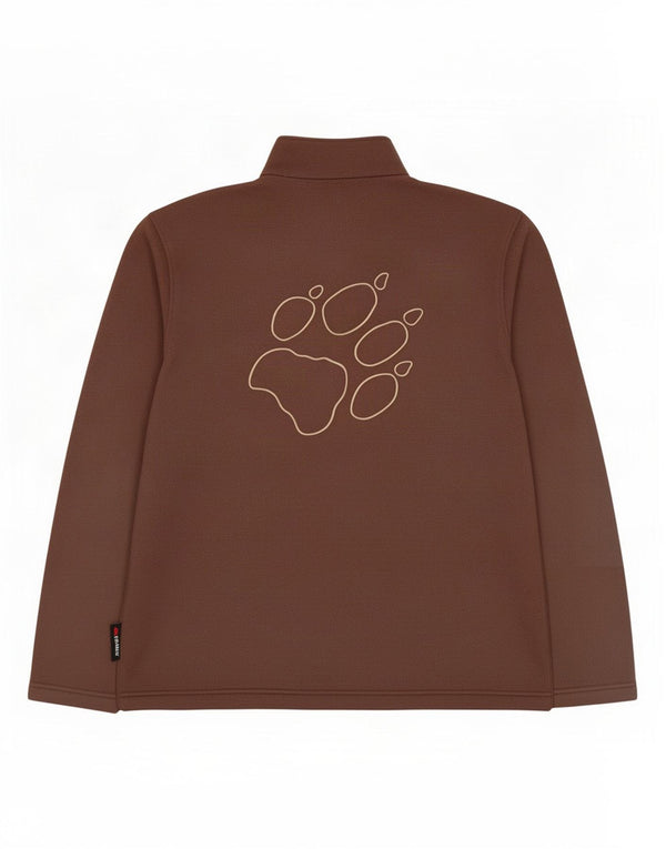 Maglione in pile da uomo con zip e collo Jack Wolfskin UK 44 XL poliestere marrone