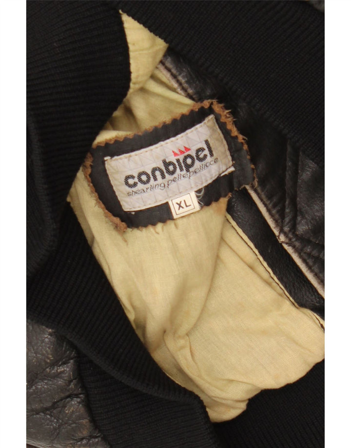 CONBIPEL Dame Læder Gilet UK 18 XL Sort Læder