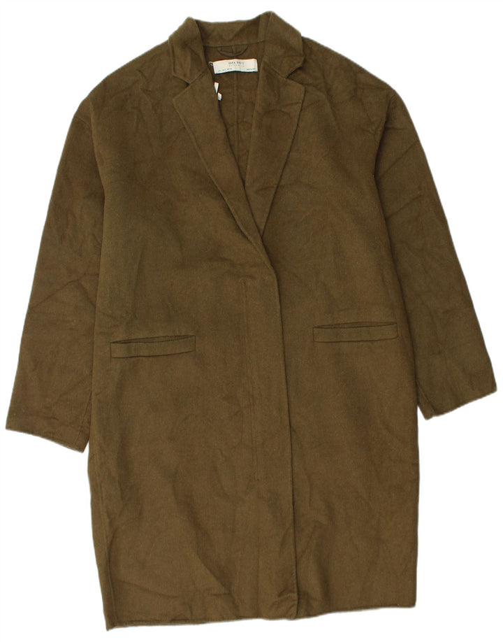 Zara Womens Oversize Overcoat UK 16 Large Kaki Laine