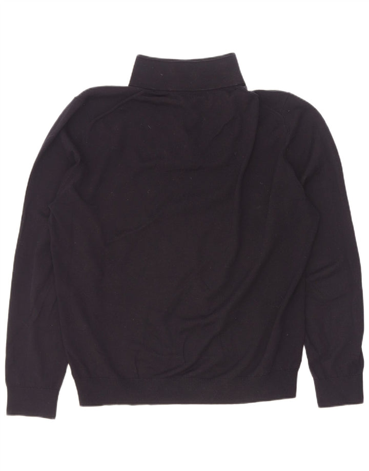 Reiss Mens Zip Neck Jumper Sweater XL Black Wool